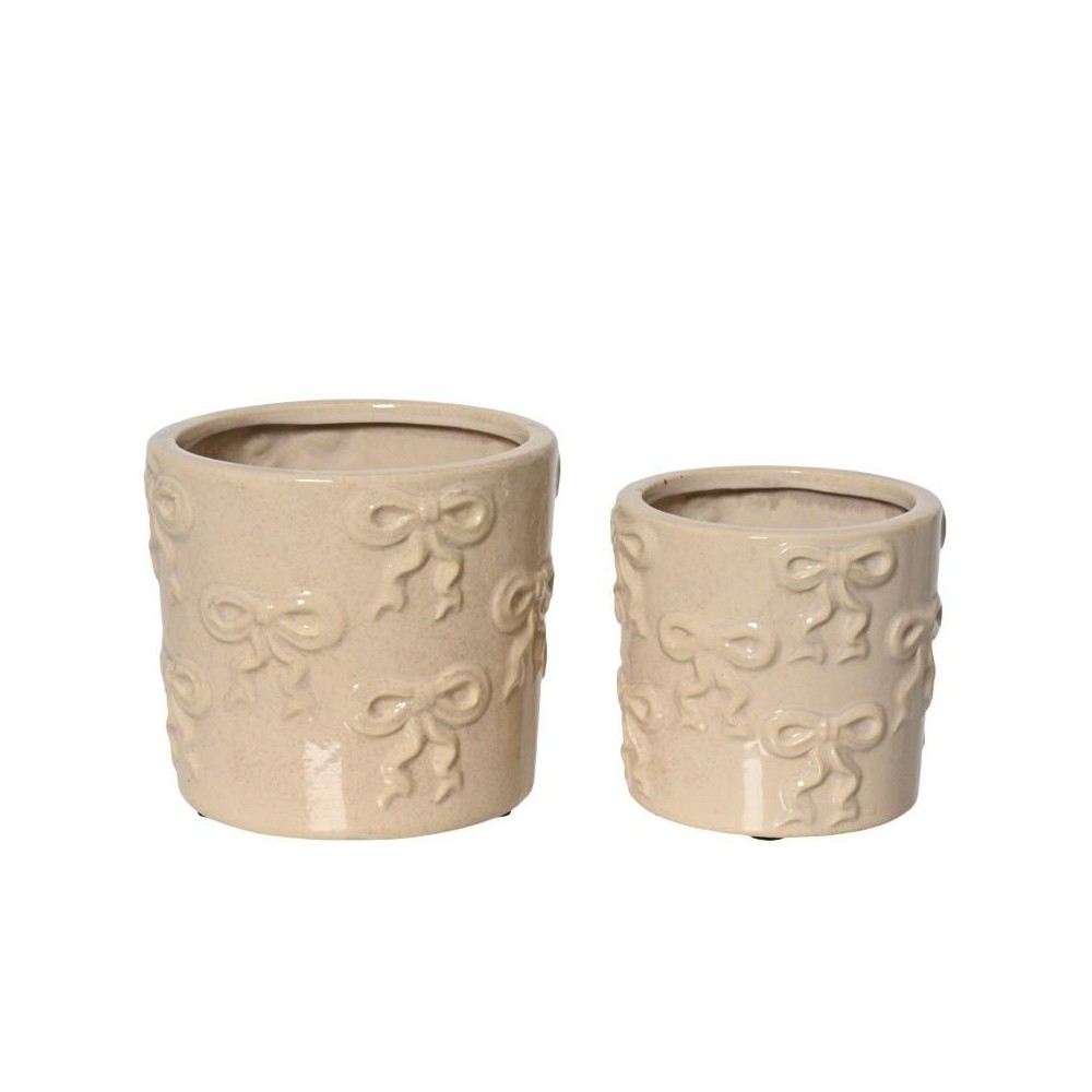 SET 2 VASI FIOCCO IN RILIEVO CREMA H.14